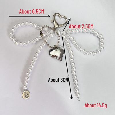 Korejský šik perlový mašličkový přívěsek s nápisem Love klíčenka pro AirPods a telefony