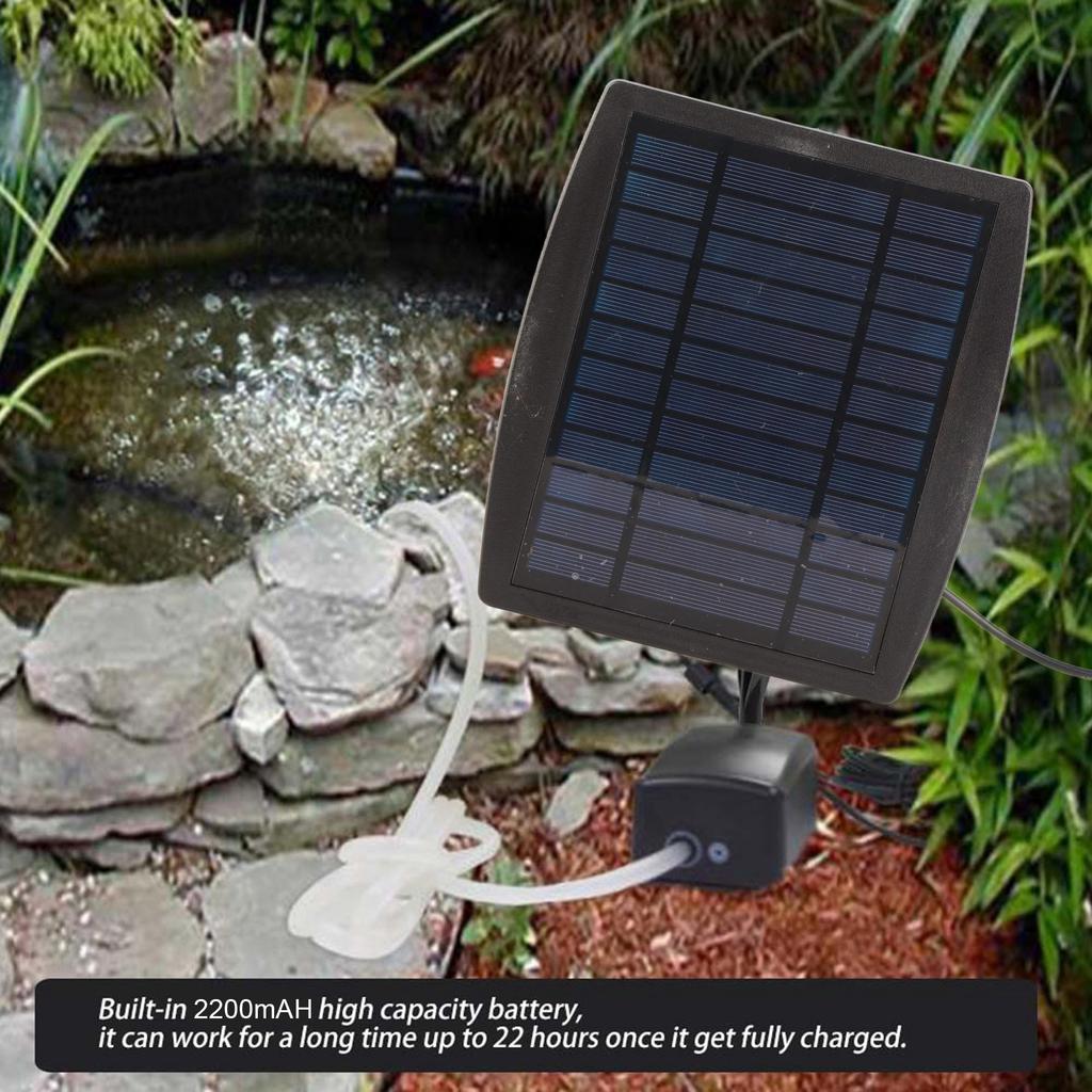 Solar Powered Oxygenator Aerator Air Pump Oxygen for Outdoor Pool Pond Fish Tank