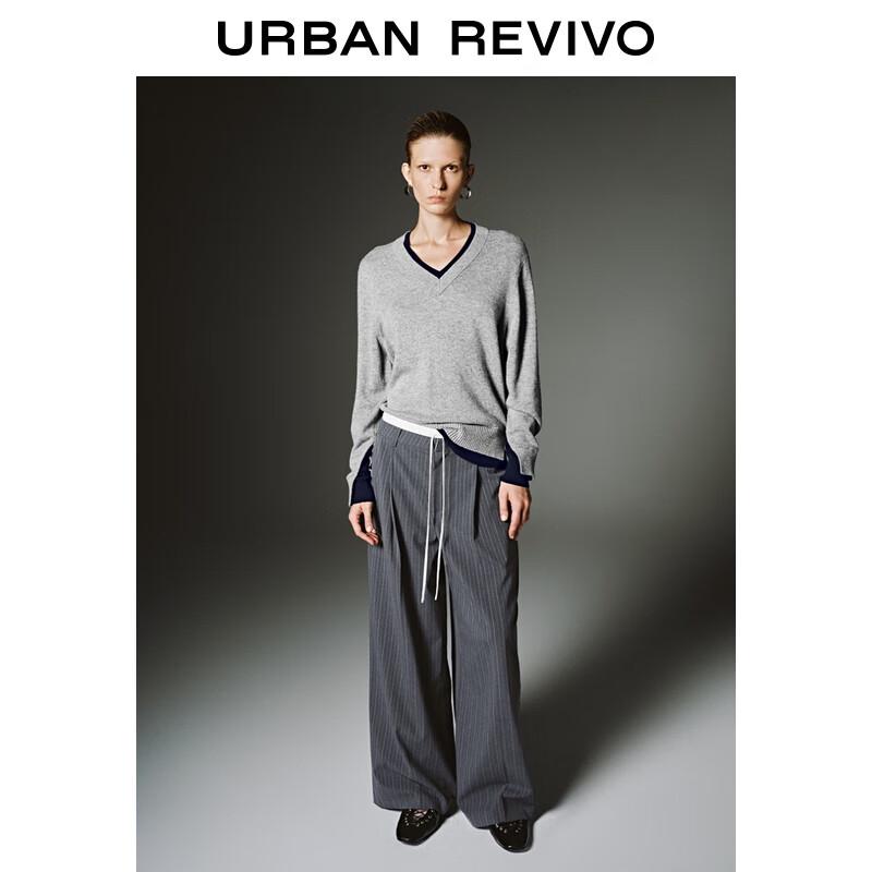 UR 2025 Autumn Women's Striped Wide-Leg Trousers