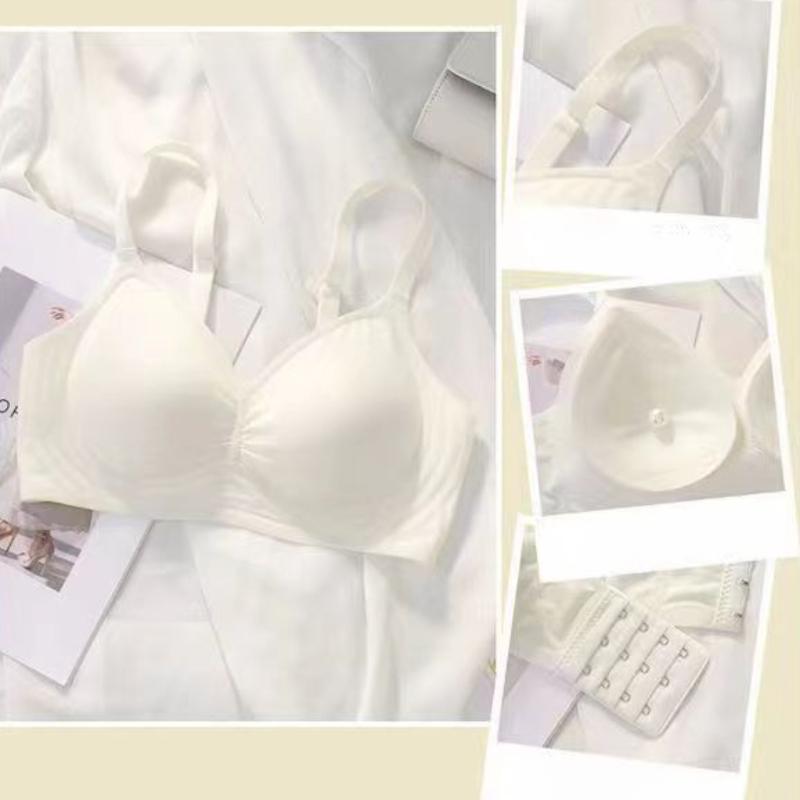Women's Solid Color Seamless Bra Push-Up Outer Expansion Type Anti-Drooping Side Boob Control Wire-Free Underwear