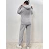 Autumn and Winter Solid Color Women's Clothing, Hooded Long Sleeved Patch Pocket Casual Pants Home Two-piece Set