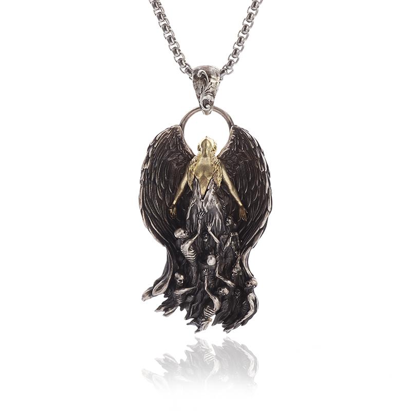 Creativity Mother of Purgatory Demons Pendant Wing Angel Goddess Pendant Necklace for Men Trend Punk Gothic Women Jewelry