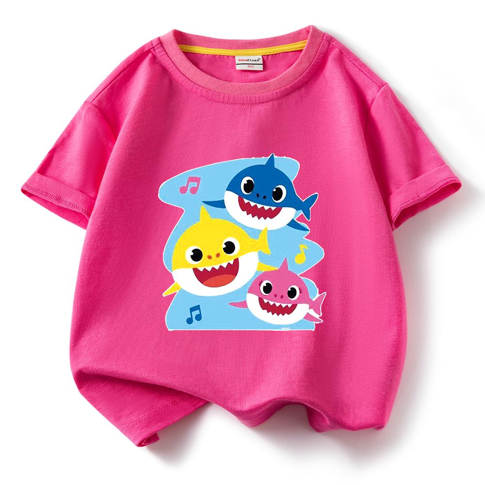 2024 Baby Shark Pure Cotton Short-Sleeve T-Shirt for Kids – Boys' and Girls' Summer Wear