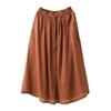 Johnature Women Vintage Patchwork Skirts Solid Color Elastic Waist Cloths Summer Loose Belt Female Skirts