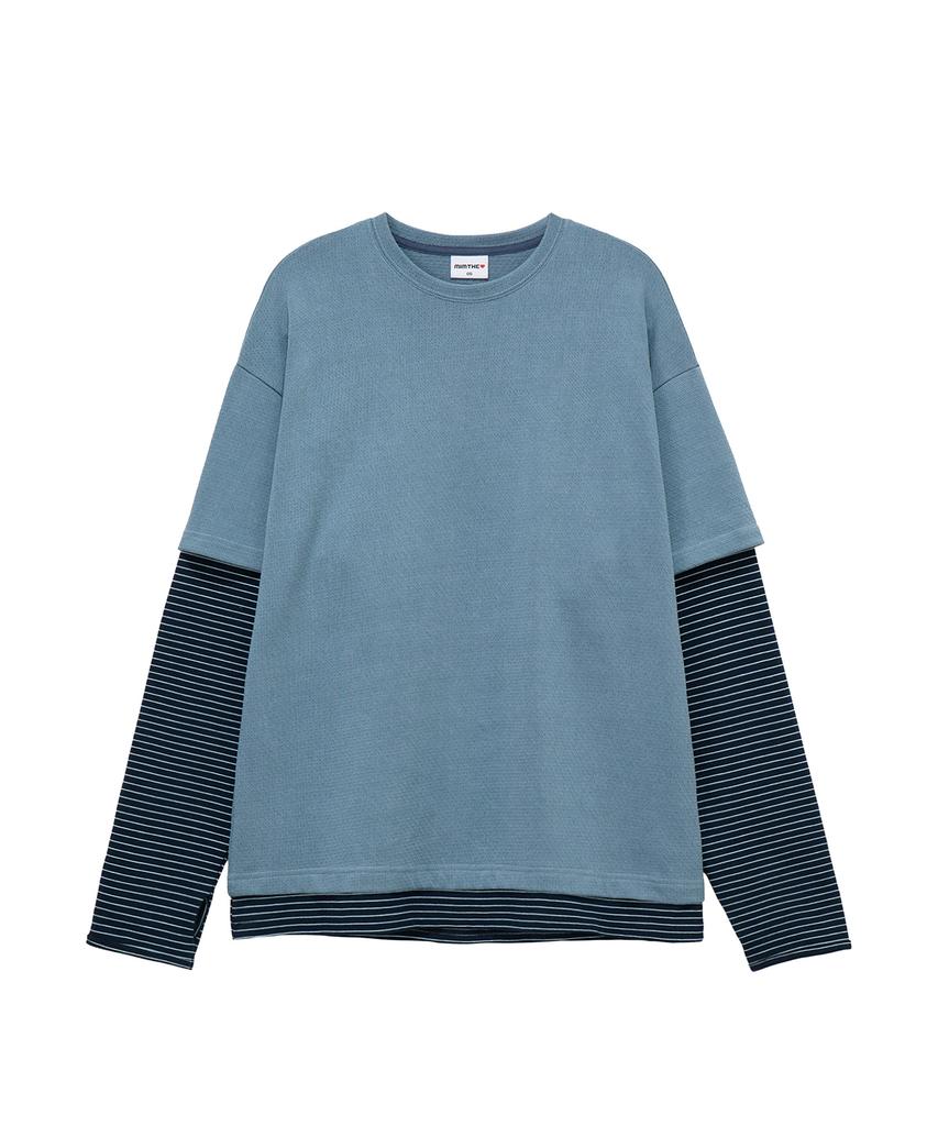 Mimdeowodeulobeu Striped Layered Long Sleeve_Blue