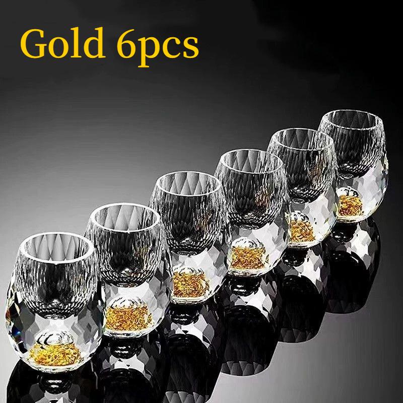 New 6pcs 15ml Liquor Crystal Glasses Set Vodka Shot Glass Wine Glasses Whiskey Spirits Sake Soju Brandy Tea Cup Diamond Cutting 15ML