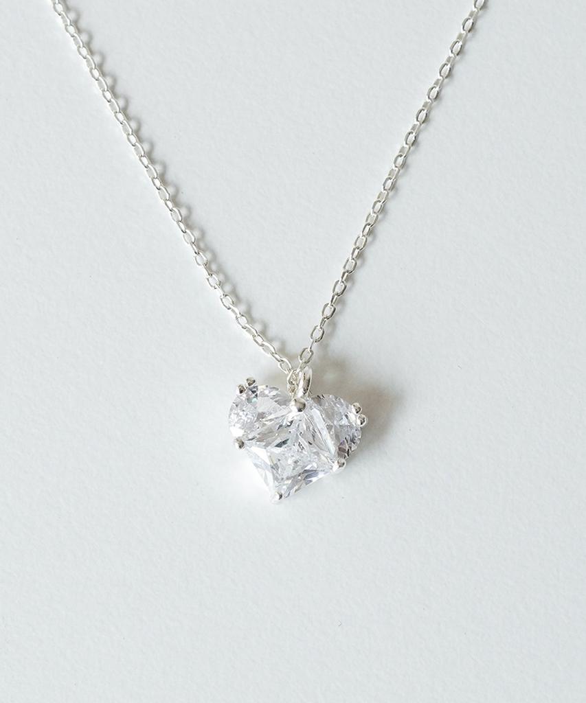 Alleun Silver 925 Cubic Heart Pendant Chain Bold Silver Necklace
