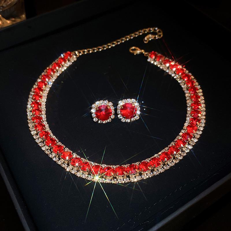 

Корейские серьги-подвески в виде капель воды со стразами и набор цепочки для ключиц: Универсальные, Роскошные Украшения