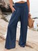 Cross2026 Women's Comfortable Cotton Linen Mid-Waist Long Pants - Casual Spring European American Style