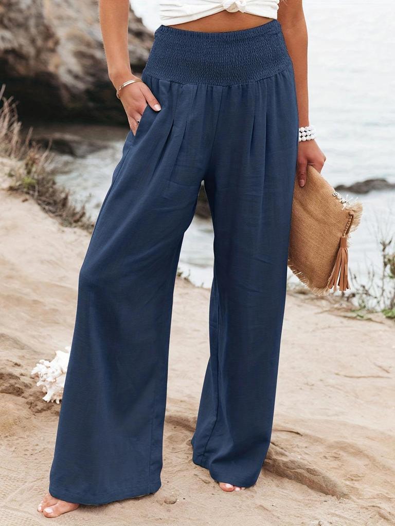 Cross2026 Women's Comfortable Cotton Linen Mid-Waist Long Pants - Casual Spring European American Style
