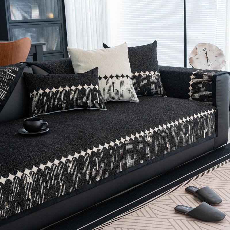 Non-Slip Chenille Sofa Mat With Lace Sofas Cover For Living Room Corner Couch Cushion Seat Pad Home Protection Covers