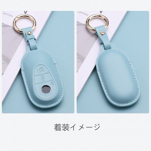 Kadeko Genuine Leather Key Case Cover for Compatible with New W206 and New W223 Mercedes-Benz, C-Class S-Class (Purple)