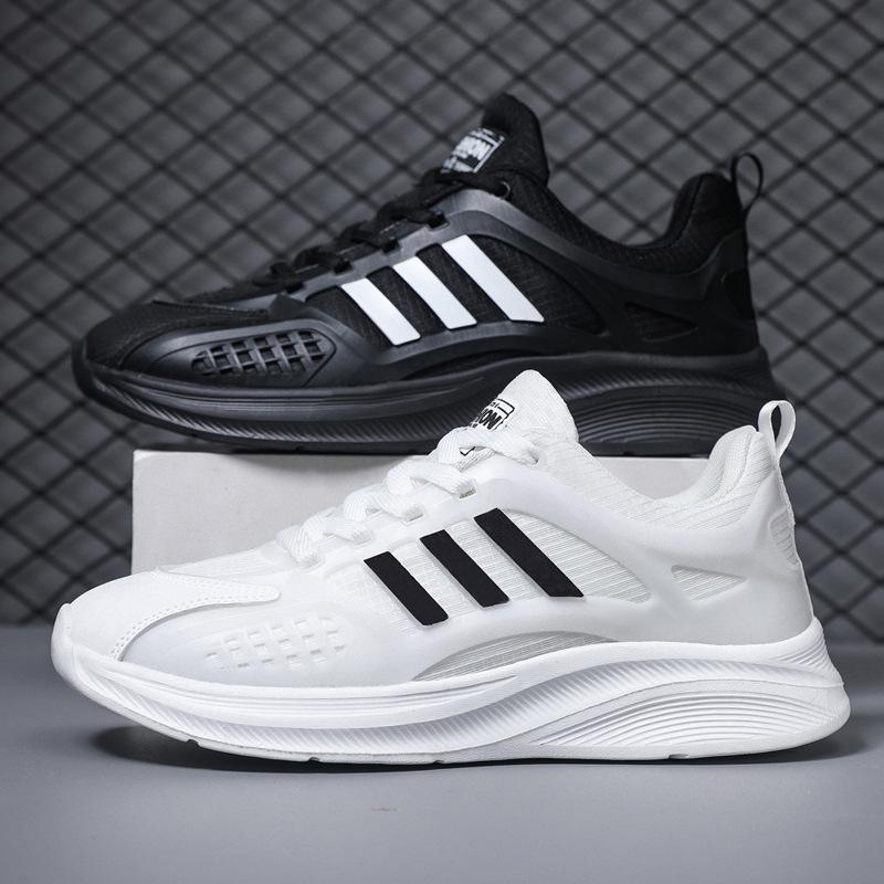 Męskie buty do biegania, lekkie sneakersy, wygodne buty do chodzenia, siateczkowe buty casualowe, białe buty na grubej podeszwie