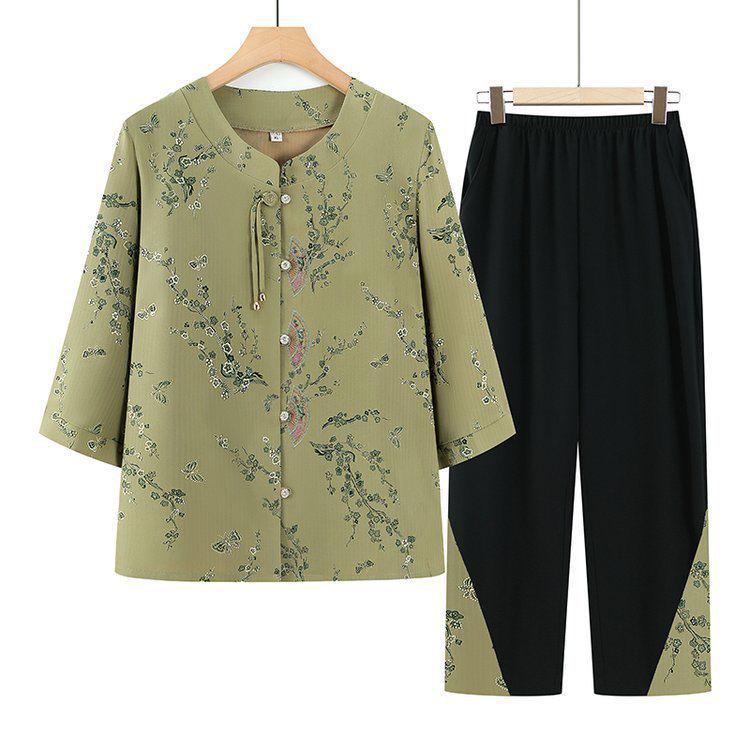 

Ice Silk Short-Sleeve Shirt for Middle-Aged and Elderly Women 4XL 65-70kg