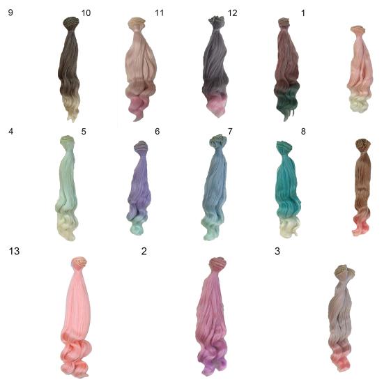 Wig Gradient Curly Doll Accessories Long Heat Resistant Faux Hair for