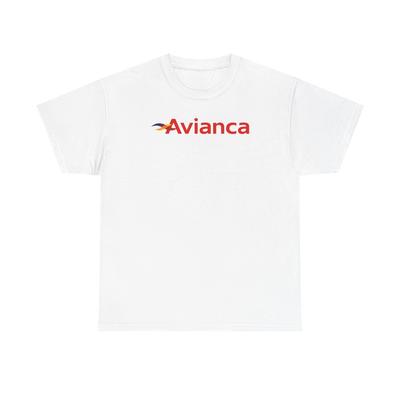 T-shirt Unisex in Cotone Pesante Avianca Airlines, Maglietta da Viaggio, Maglietta per Amanti degli Aerei,