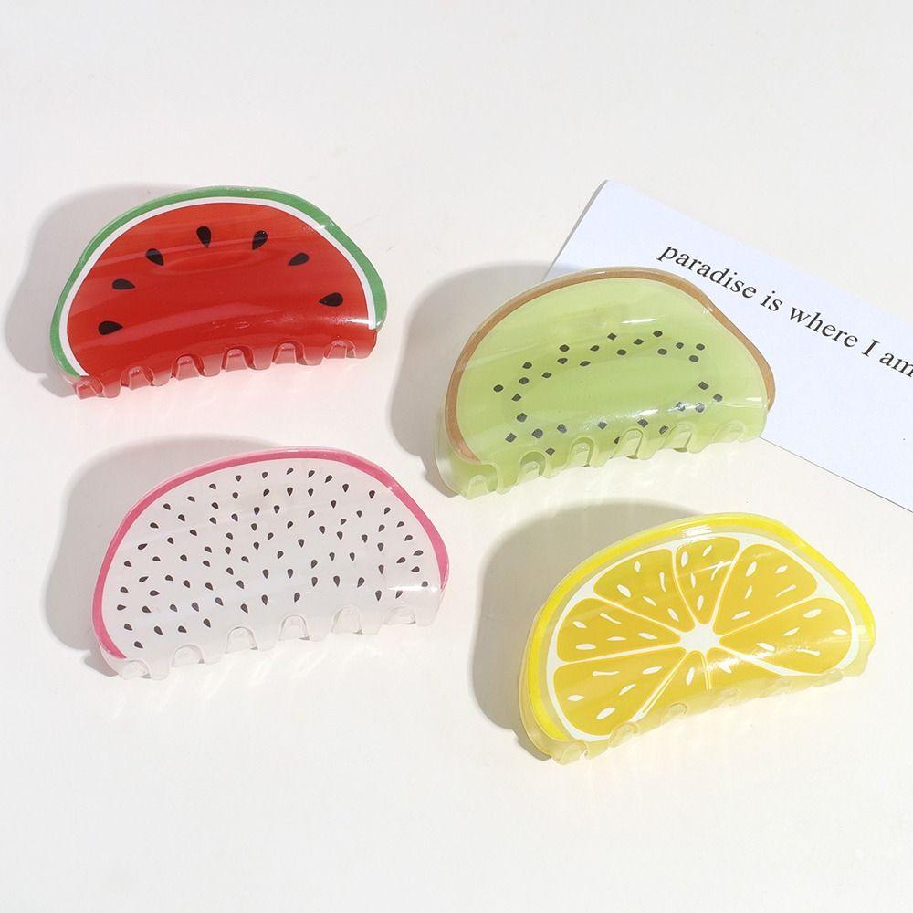 Holder Orange Hairgrips Srawberry Watermelon Fruits Hair Claw Women Shark Clip Korean Hair Clips