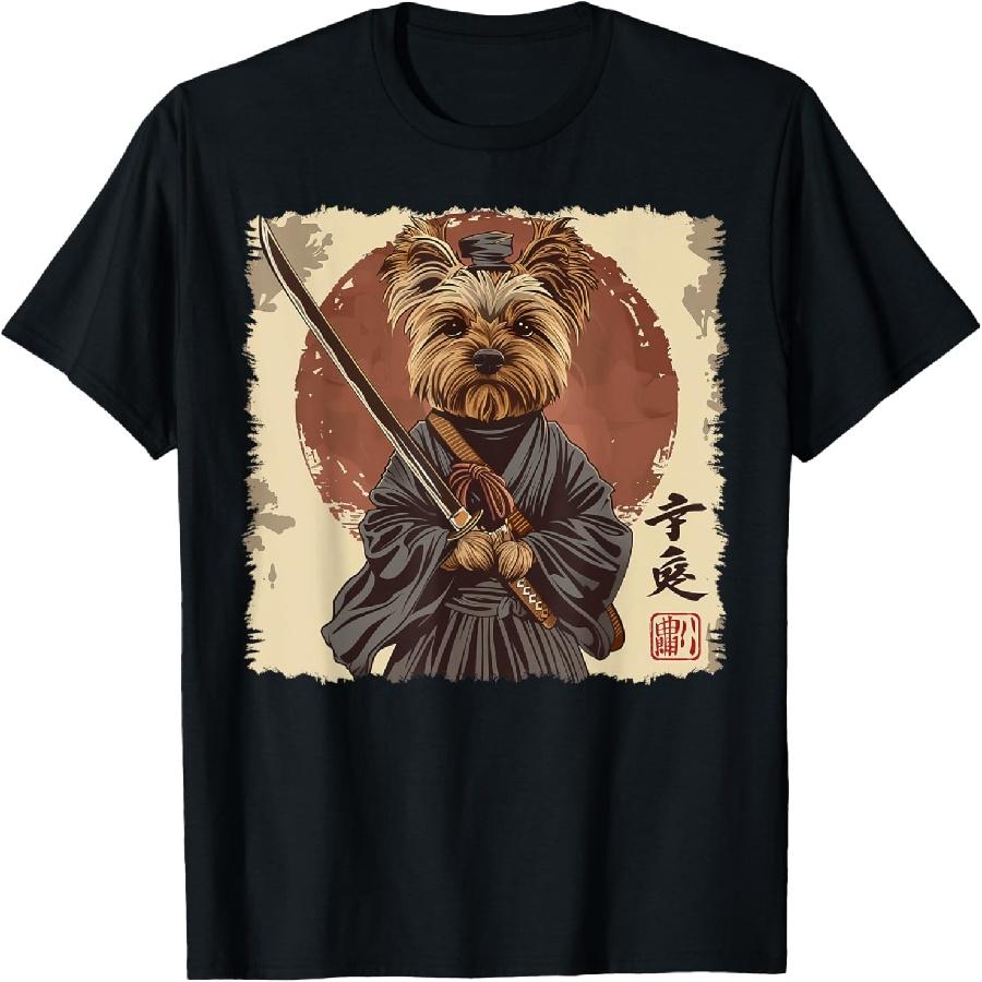 Yorkshire Terrier Yorkie Dog Japanese Art Samurai Ukiyo-e T-Shirt S