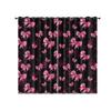 2Pcs Pink Bow Print Black Perforated Curtains Multiple Size Living Room And Bedroom Insulation Decoration, Easy Installation