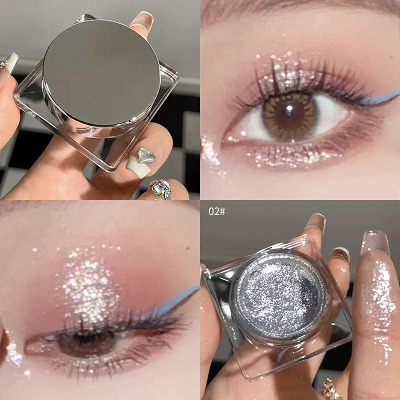 1PC Glitter Punk Smoky Black Eyeshadow Gel Makeup Palette Metallic Dark Silver Wet Eyes Shadow Highlighter Pearl Pigments Cosmetics