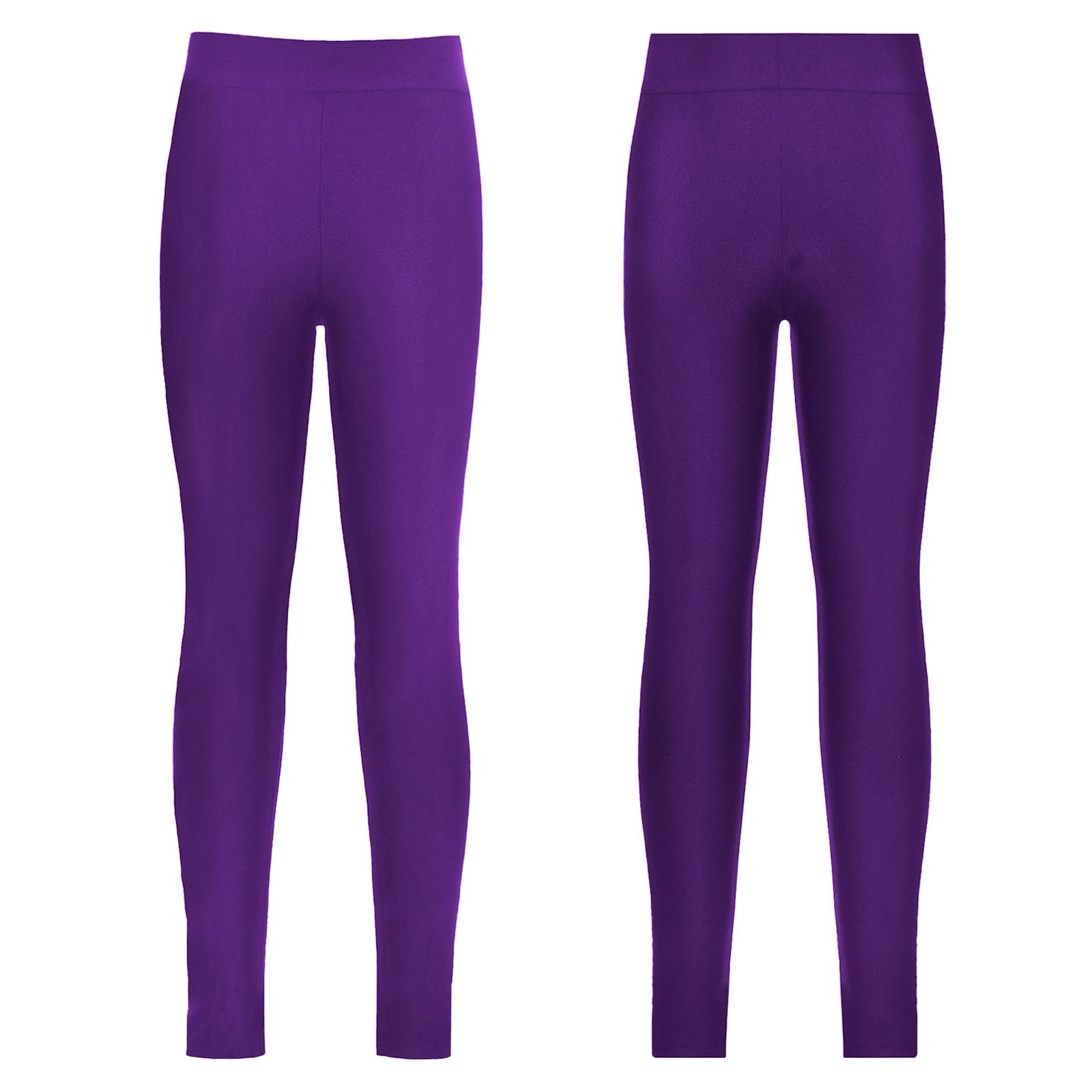 RUNQHUI Kinderen Meisjes Elastische Tailleband Rekbare Lange Broek Leggings voor Skaten Casual Sporten 9-10 Years donkerpaarse kleur