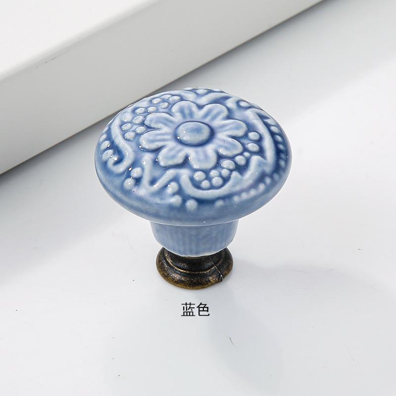 1x Retro Vintage Round Ceramic Drawer Knob Cabinet Handle Cupboard Door Pull kid room Decor blossom Relief Handle Knobs