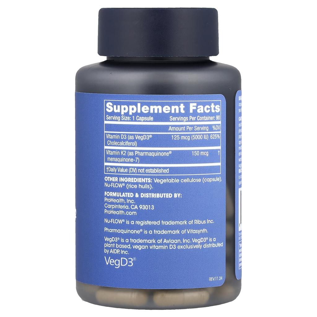 ProHealth Longevity Vitamin D3 + K2, 90 Capsules
