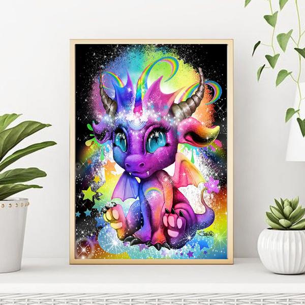 30x40cm 5d Diamond Painting Full Drill Boxed Chromatic Dragons Diamond Embroidery Animal Diamond Mosaic Needlework Art Home Decor