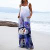 Women's Christmas Print Solid Wide Leg Strapless Tank Pocket Casual Onesie