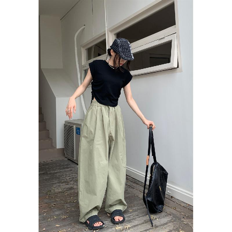 Lightweight casual pants for women, 2026 new model, high-waisted, slimming, wide-leg, loose-fitting long pants