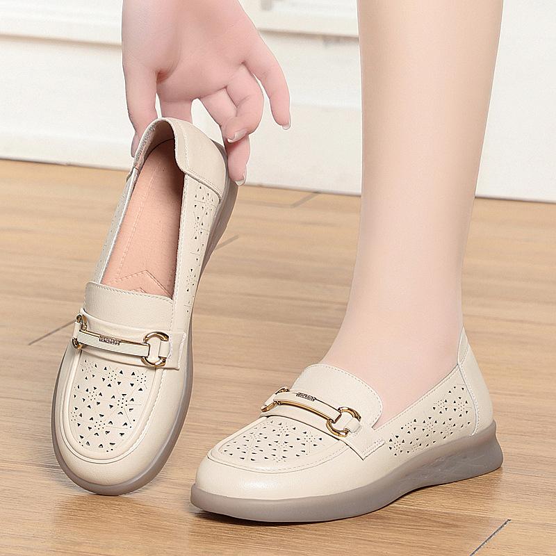 Comfortable Tiring For Middle-Aged And Elderly People In Summer Single Shoes Soft Sole Non-Slip Hollow Breathable Versatile