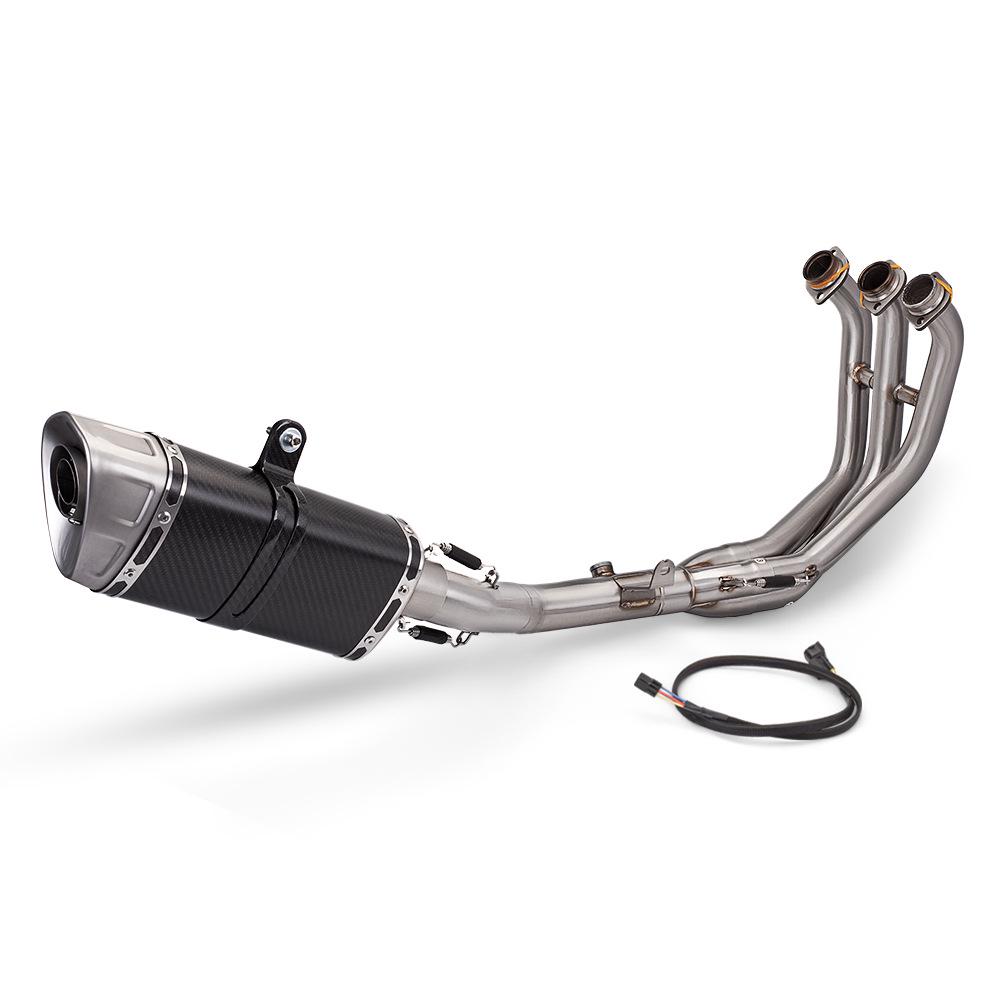 MT09 Full System Motorcycle Exhaust Set: Stainless Steel Front and Rear Pipes with Muffler