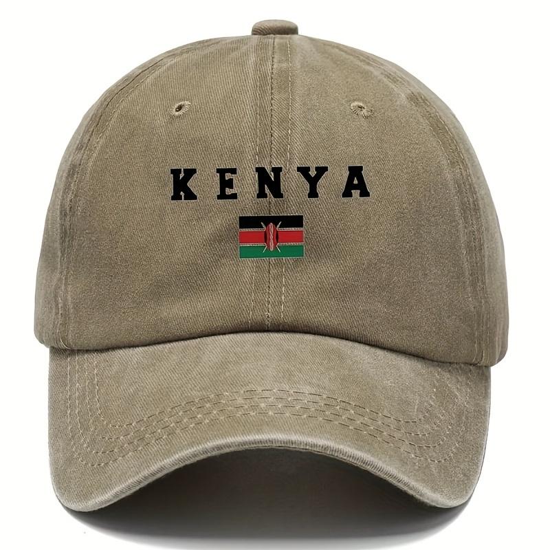 Kenya Flag Baseball Cap Distressed Grey Polyester Casual Adjustable Dad Hat for Men and Women