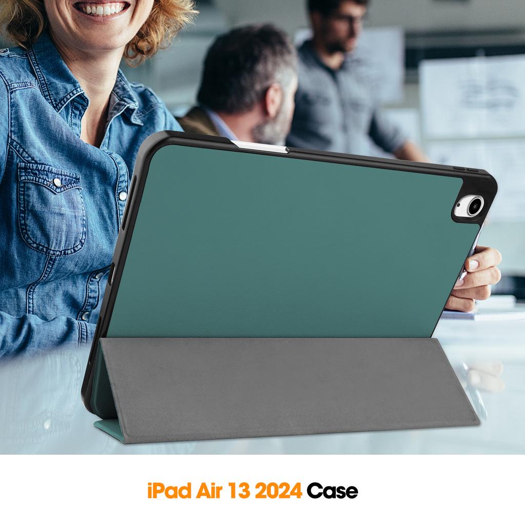 For iPad Air 13 (2025)/(2024) Leather Case Tri-Fold Stand Tablet Cover with Pen Slot