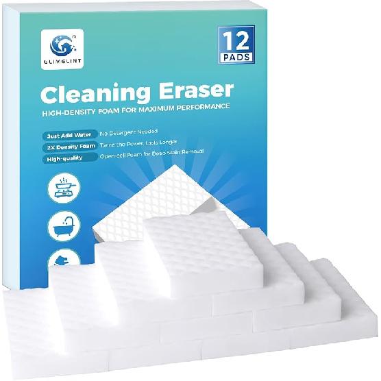 GLIMGLINT 12PK Magic Sponges Cleaning Eraser, Powerful Scrubber Foam Pads, 2X Density Stronger Sponge for Household, Multi-Surface Cleaning Supplies 12