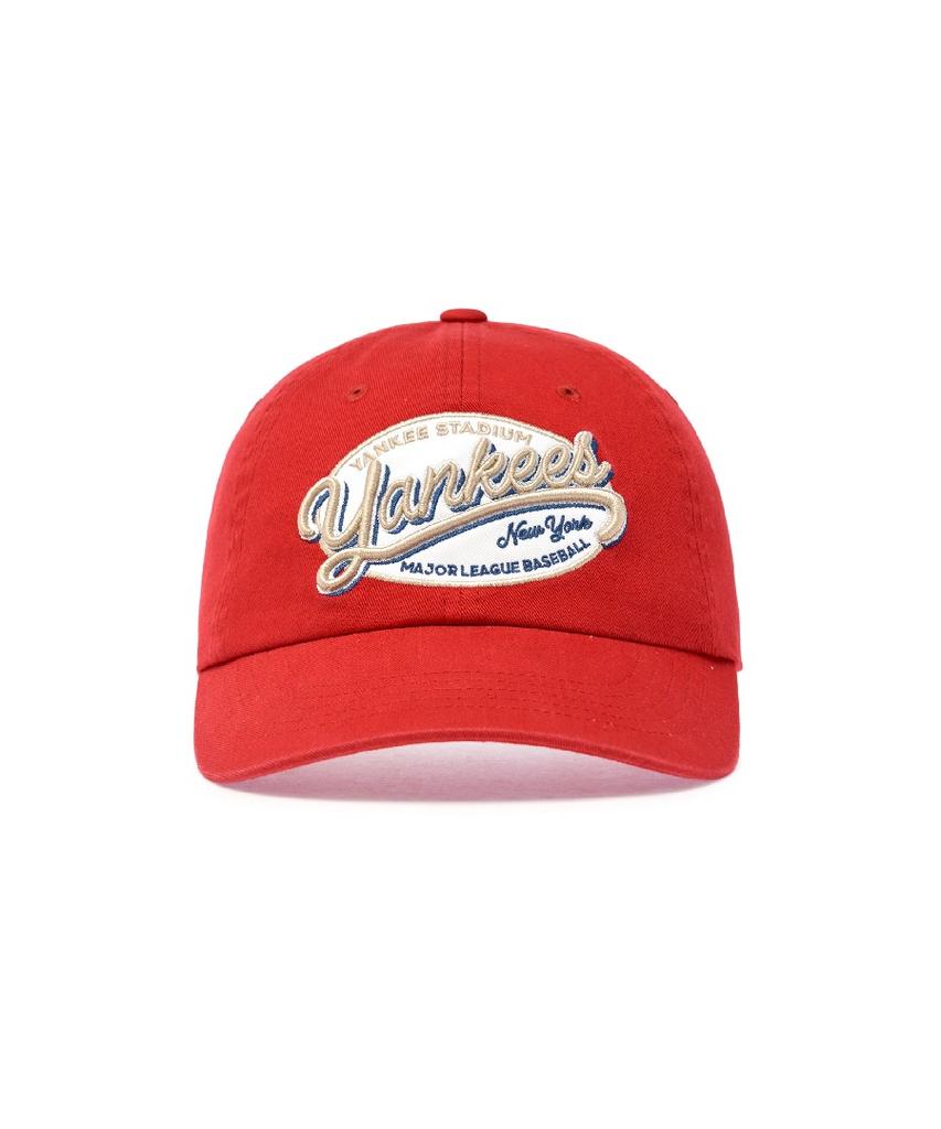 Emelbi Street Oval Cursive Unstructured Ball Cap Ny (Red)