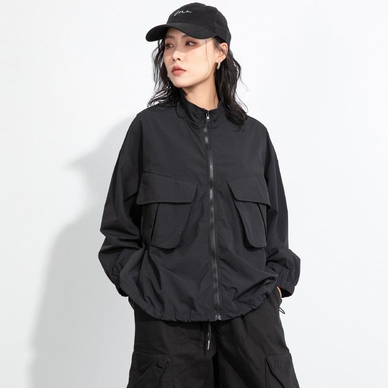 

женская куртка большого размера с длинным рукавом, черная, повседневная, свободная, весенне-осенняя