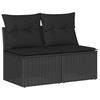 2 Piece Garden Sofa Set with Cushions Black Poly Rattan