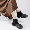 Johnature Botas de otoño/invierno, botas cortas de piel auténtica, zapatos retro de suela blanda y cómodos para mujer