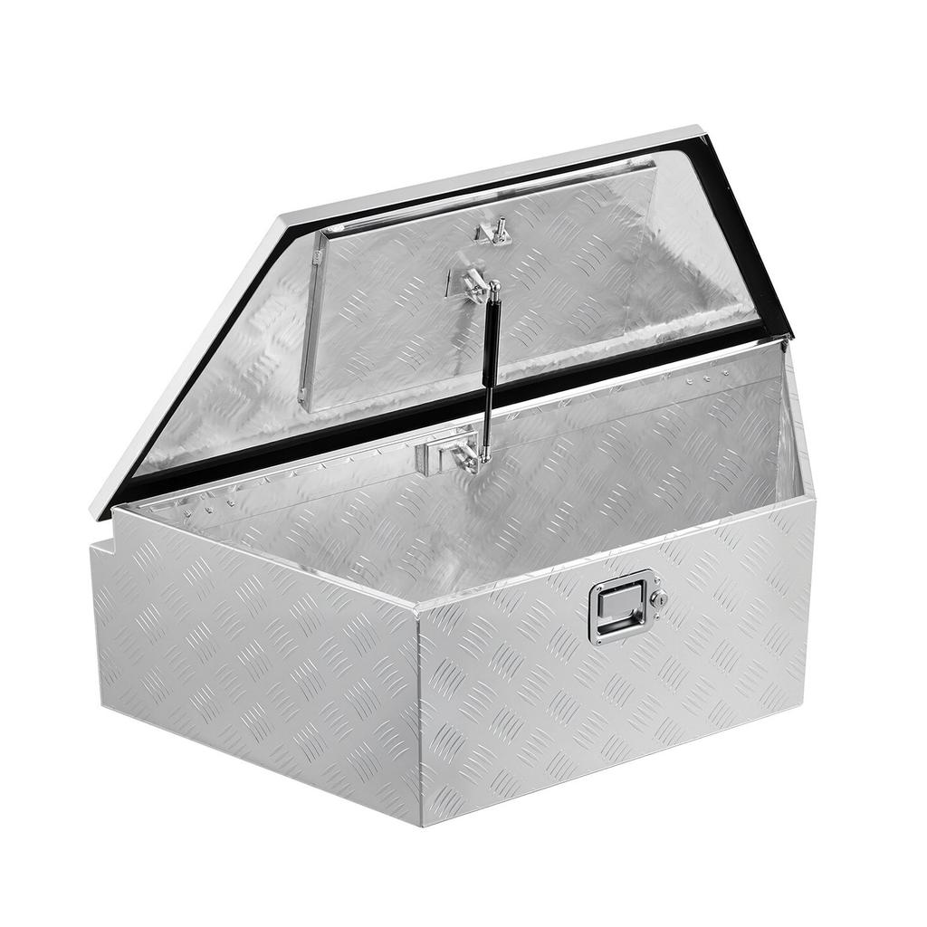 Caixa para Engate de Reboque, 990 x 419 x 305 mm Caixa de Ferramentas de Alumínio para Engate de Reboque, Organizador de Armazenamento Resistente com Trava e Chaves, Baú de Ferramentas Utilitário para Picape