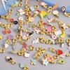 10/20/30/50pcs Cute Animal Flower Plant Charm With Hoop DIY Pendants For Jewelry Making Bracelets Anklets Enamel Charms Material