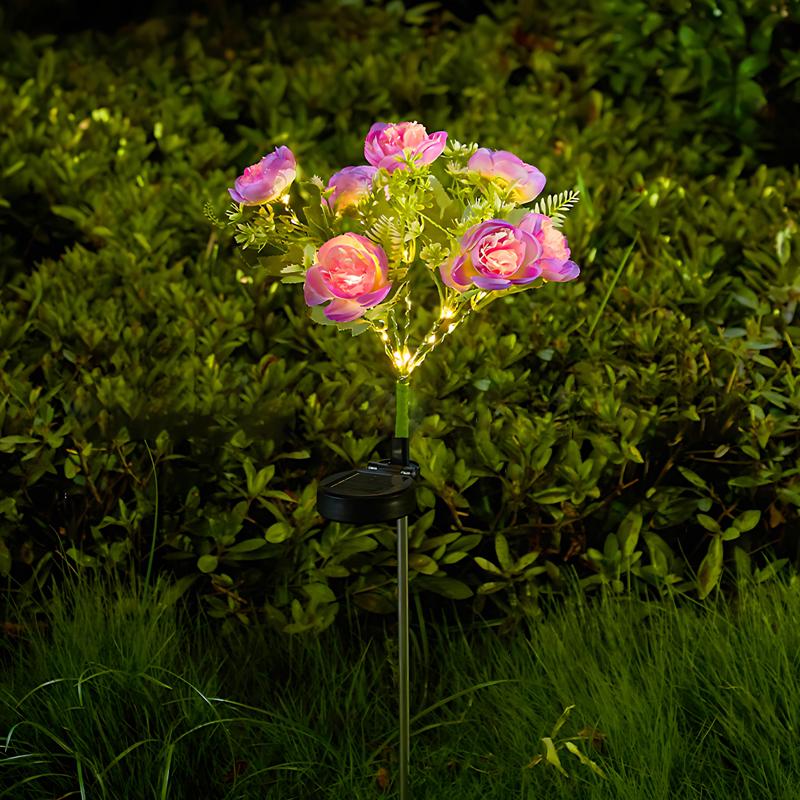 Solar Garden Lawn Lamp Camellia Buds Flower Lantern For Outdoor Yard Patio Flowers Light Holiday Party Solar Lighting Decoration