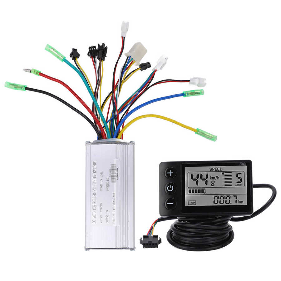 36/48V 500/750W 22A 9 Tube Electric Bike Brushless Controller Kit with LCD 866 Display Meter Electric Conversion Kit
