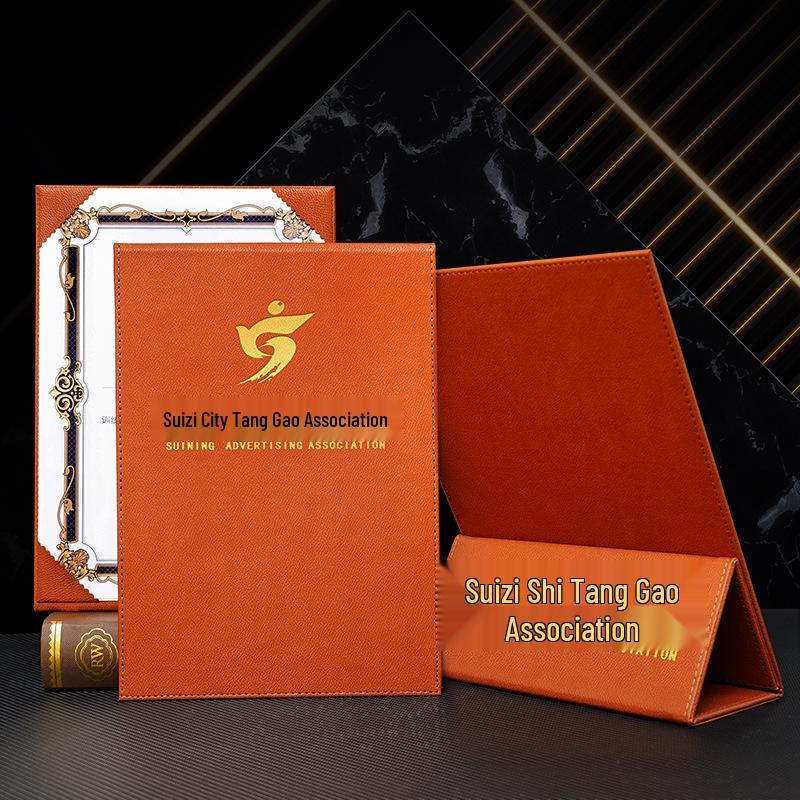 A4 Leather Honor Certificate Stand with Hot Stamping Customization