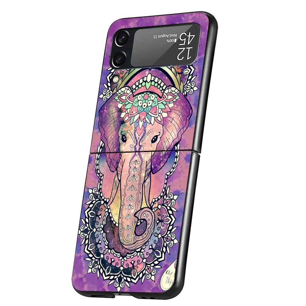 Elephant Mandala Aztec Phone Case For Samsung Galaxy Z Flip 7 6 5 4 3 5G Cover ZFlip7 ZFlip6 ZFlip4 ZFlip5 ZFlip3 Coque Fundas G