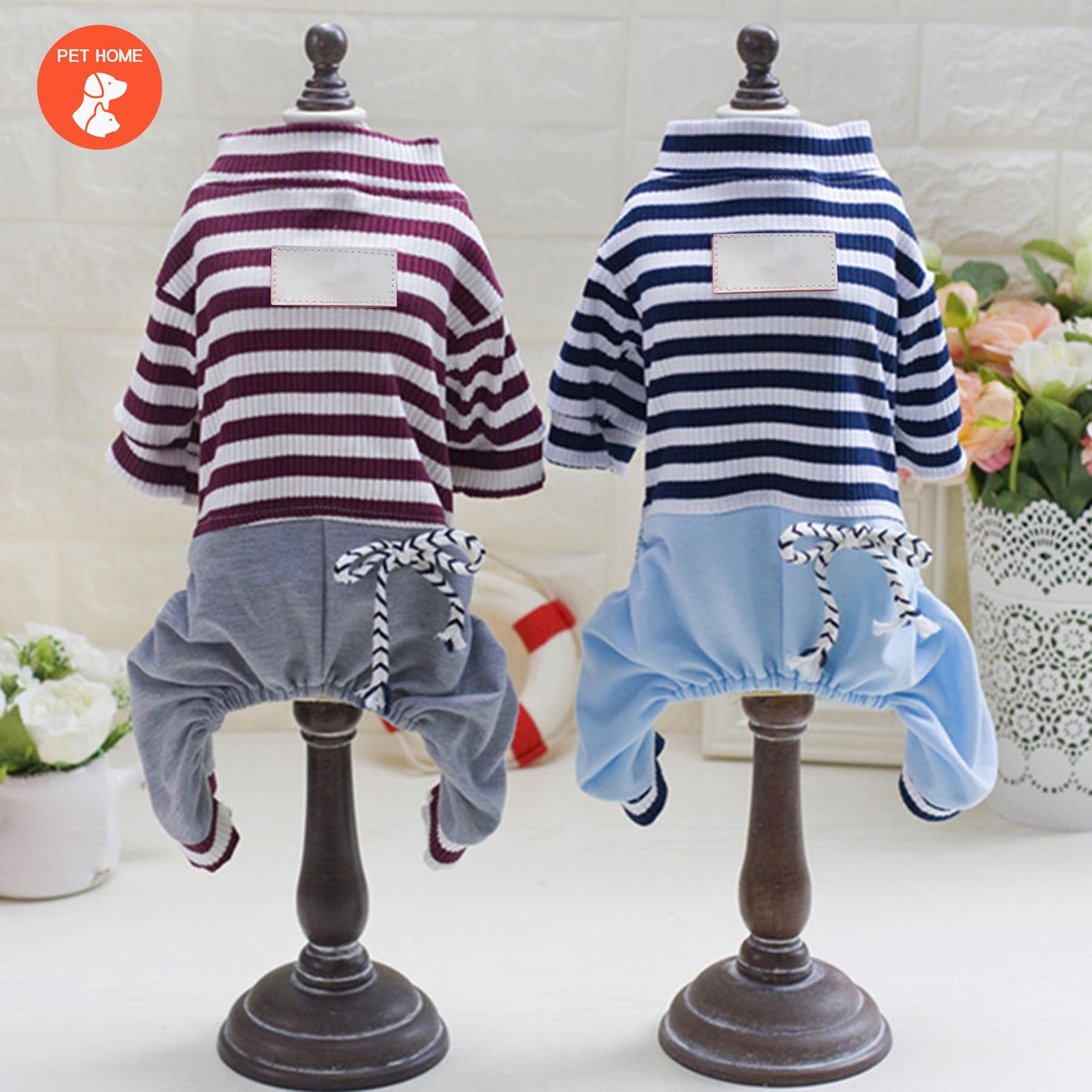 

Футболка с узором на шее в полоску с кошками Весенние штаны Одежда для собак