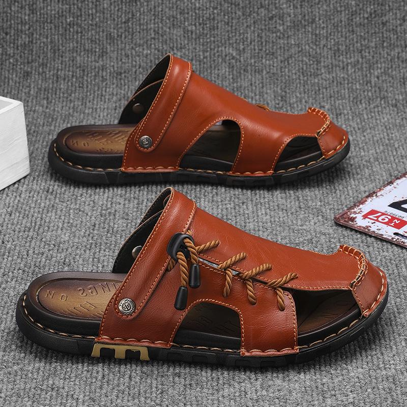 2025 Summer New Handmade Sandals Men's Shoes Outdoor Leisure Beach Wading Stream Dual-purpose Large Size Men's Shoes