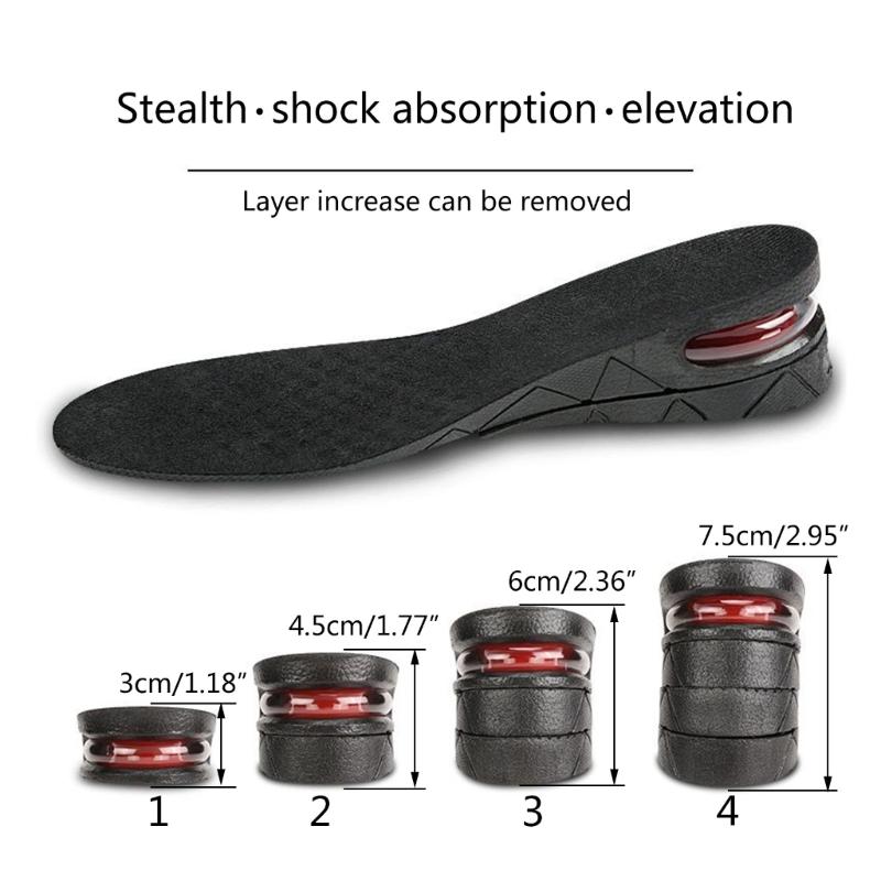 Height Increase Insole Cushion Invisible Elevator Adjustable Insoles Breathable Shock Absorbing Shoe Height Inserts