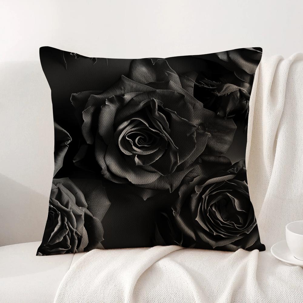 Hot Rose Cushion Cover Natural Linen Organic Fabric DoubleSided Printing Sofa Home Decor Breathable Bed Pillow