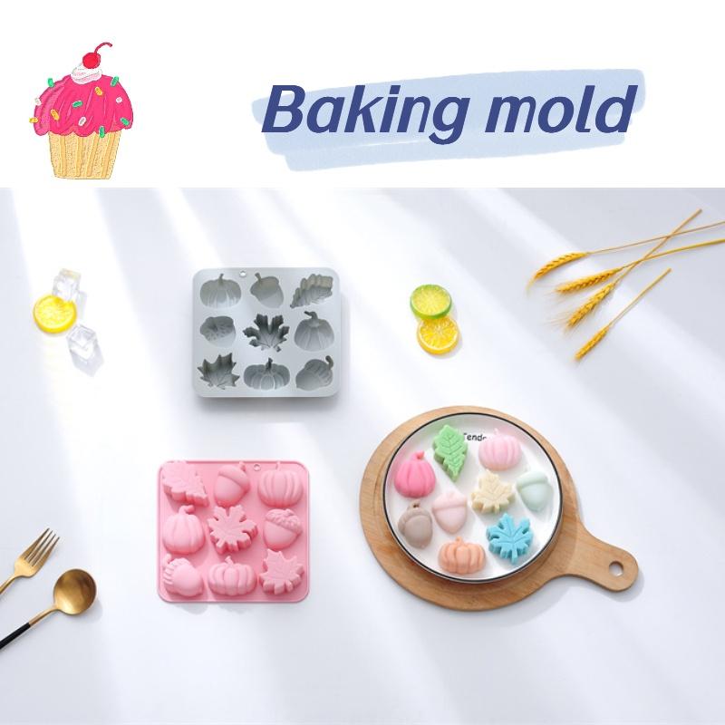 9-layer Silicone Mold For Chocolate Cake And Handmade Soap Autumn Harvest Theme With Oak Leaf Design